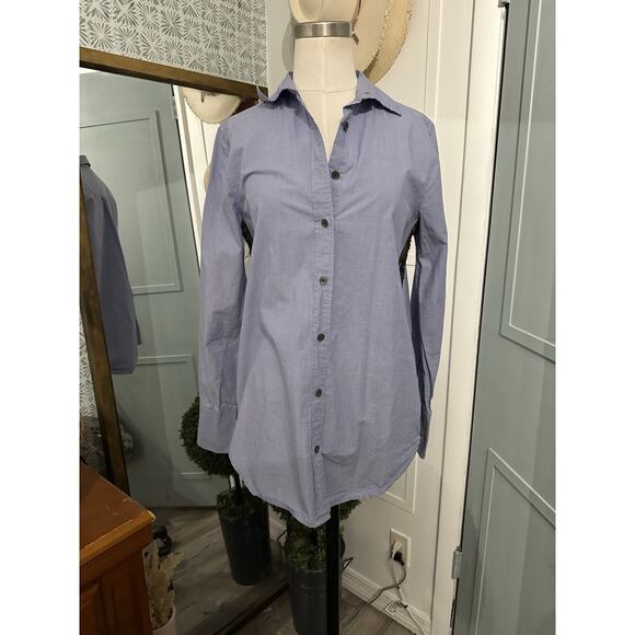 J. CREW Sequin Side Stripe Shirt Long Sleeve Button Down Blue Size 4 - Picture 5 of 12